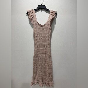 Freshman Lace Midi Dress in Beige